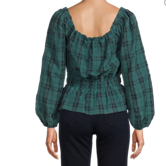 TANYA TAYLOR Georgetta Plaid Peasant Top Size Small - Picture 10 of 10